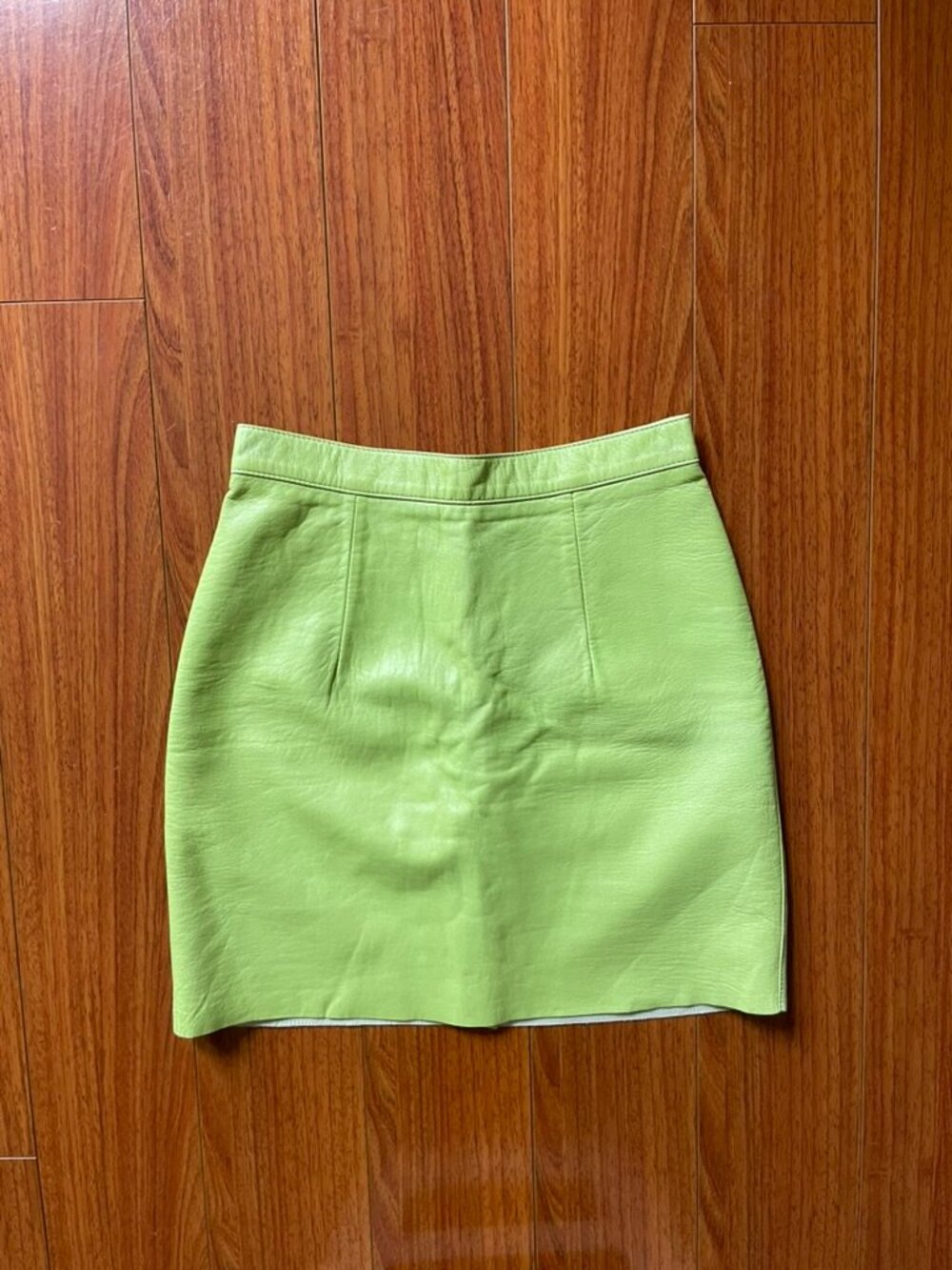 American Apparel Lambskin Leather Green Mini Skirt